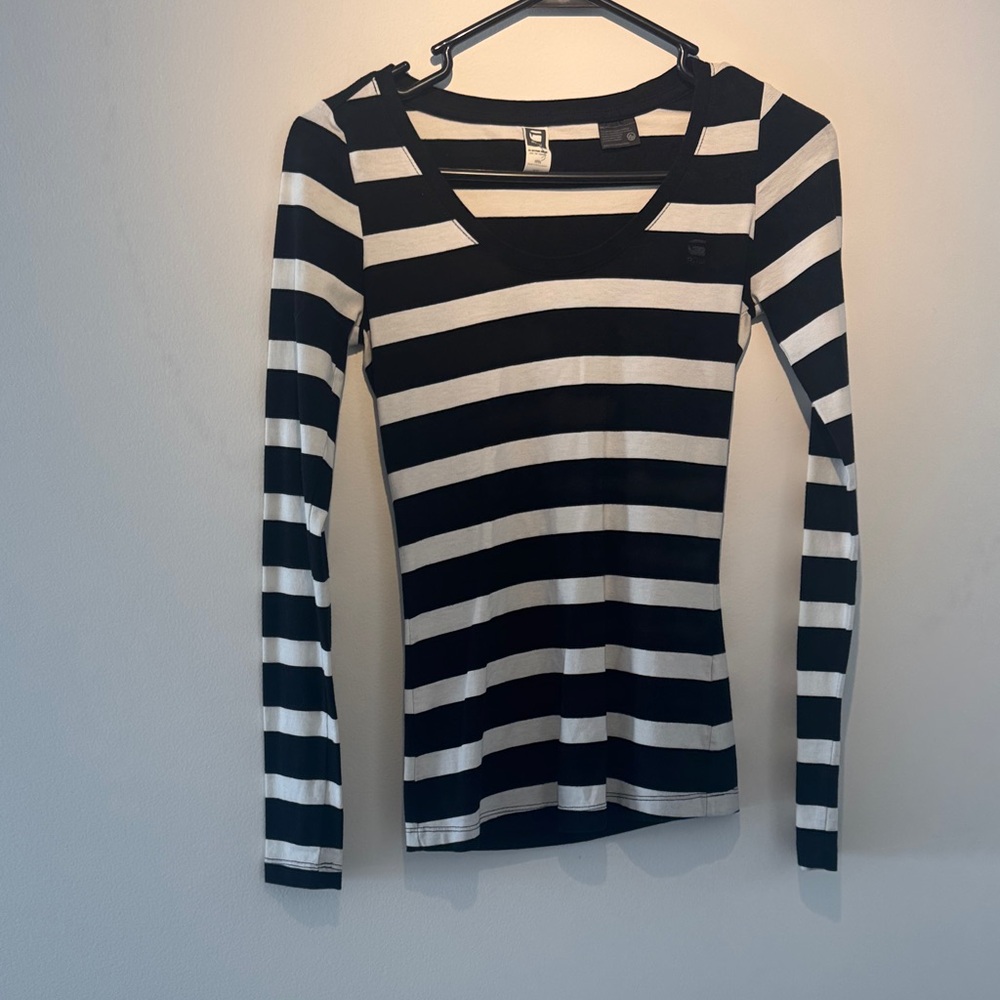 G-Star Black and White Striped Bodysuit